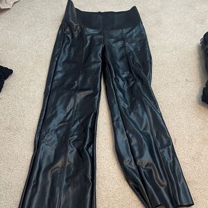 HUE Black Faux Leather Pants